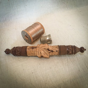Carved Wooden Needle Case