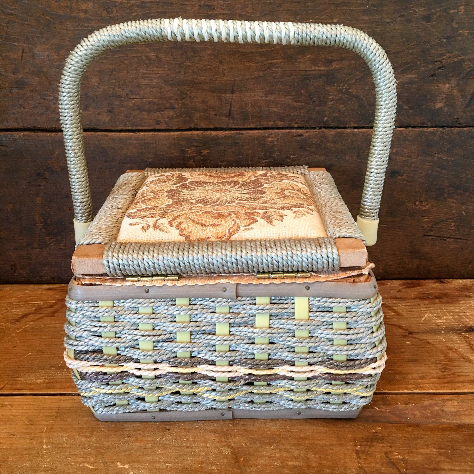 Vintage Mid Century Singer Sewing Basket