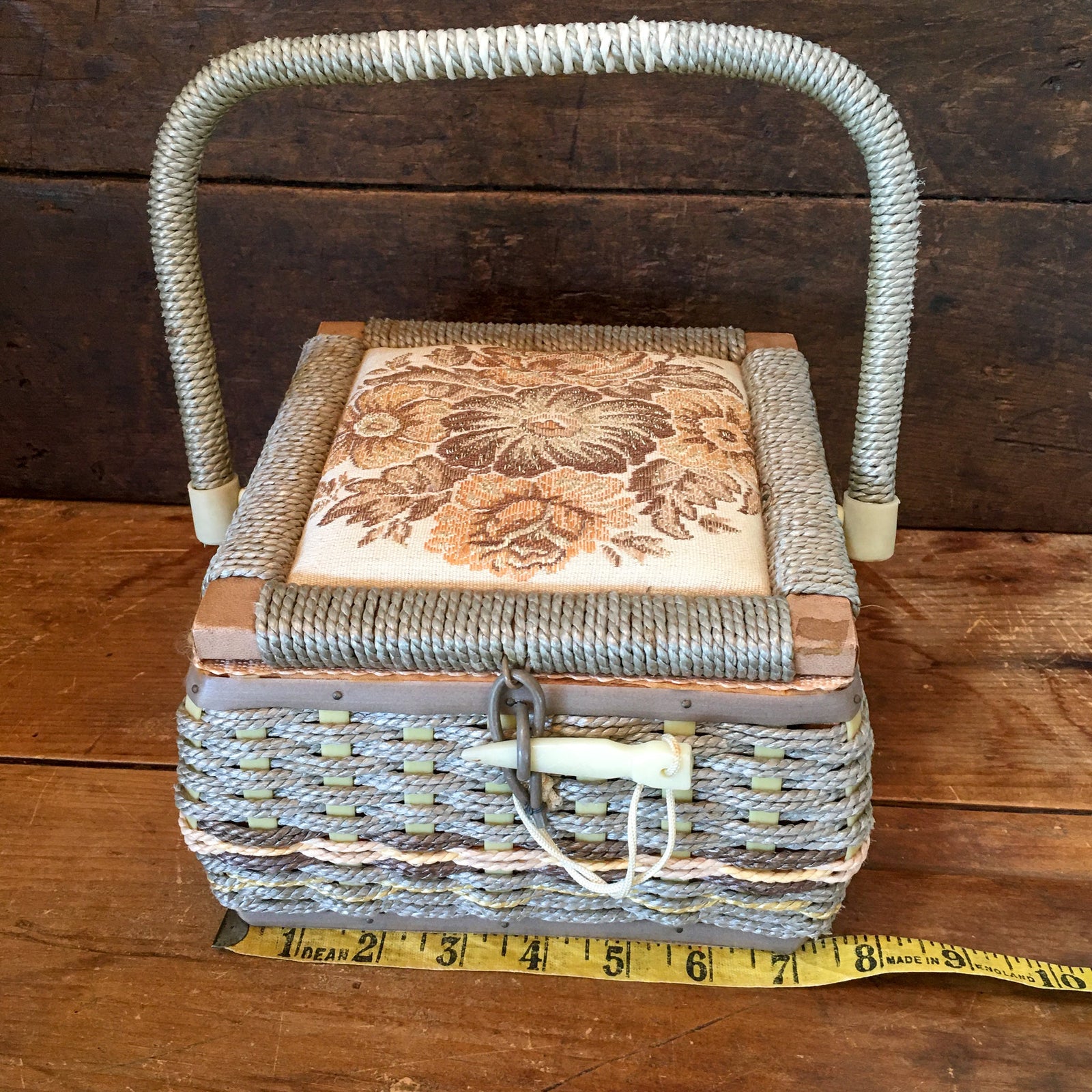 Vintage Mid Century Singer Sewing Basket