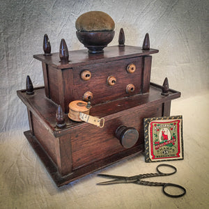 Late 1800’s – Early 1900’s 2 Tier Handmade Sewing Box