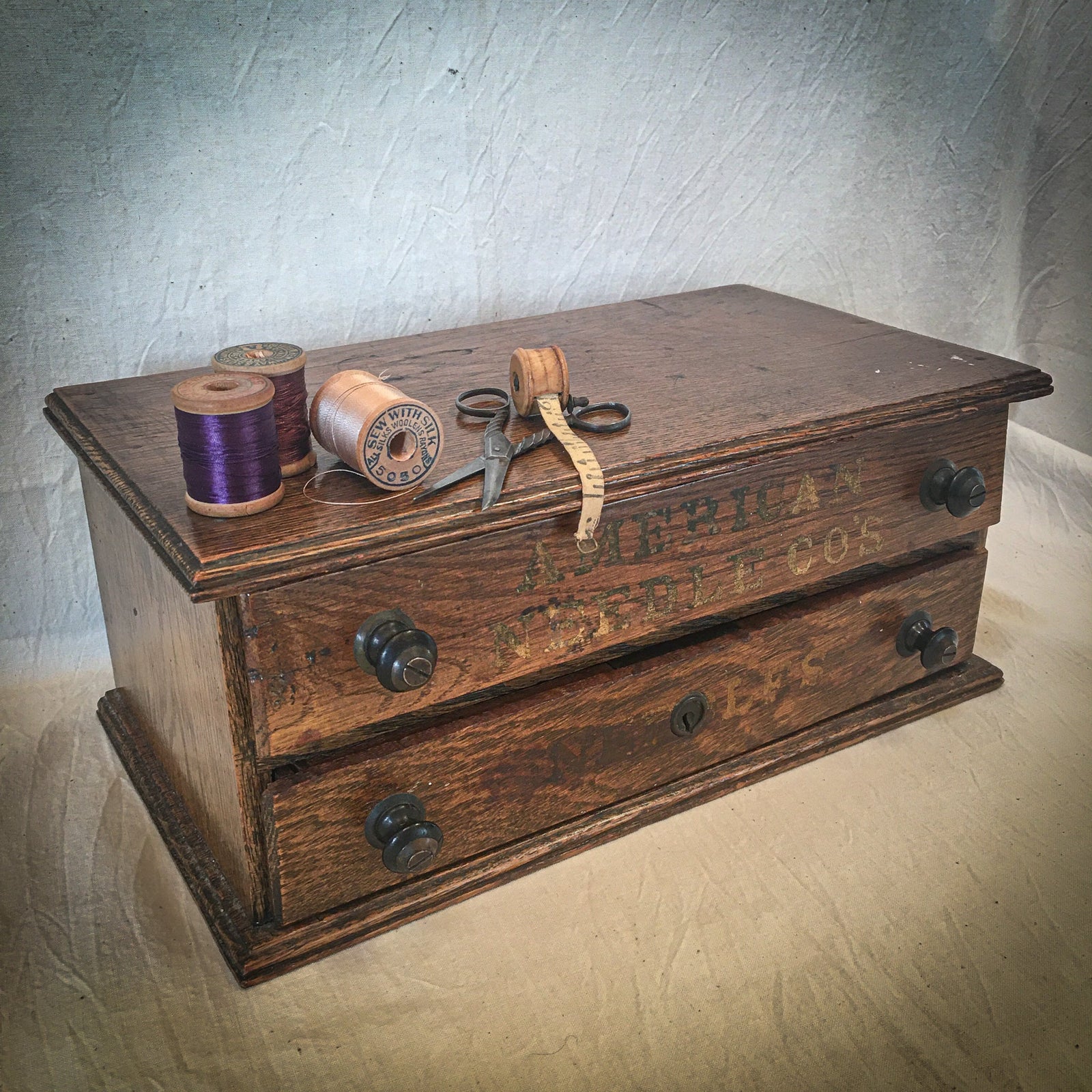 1910’s American Needle Co’s Needle Cabinet, Store Counter Display