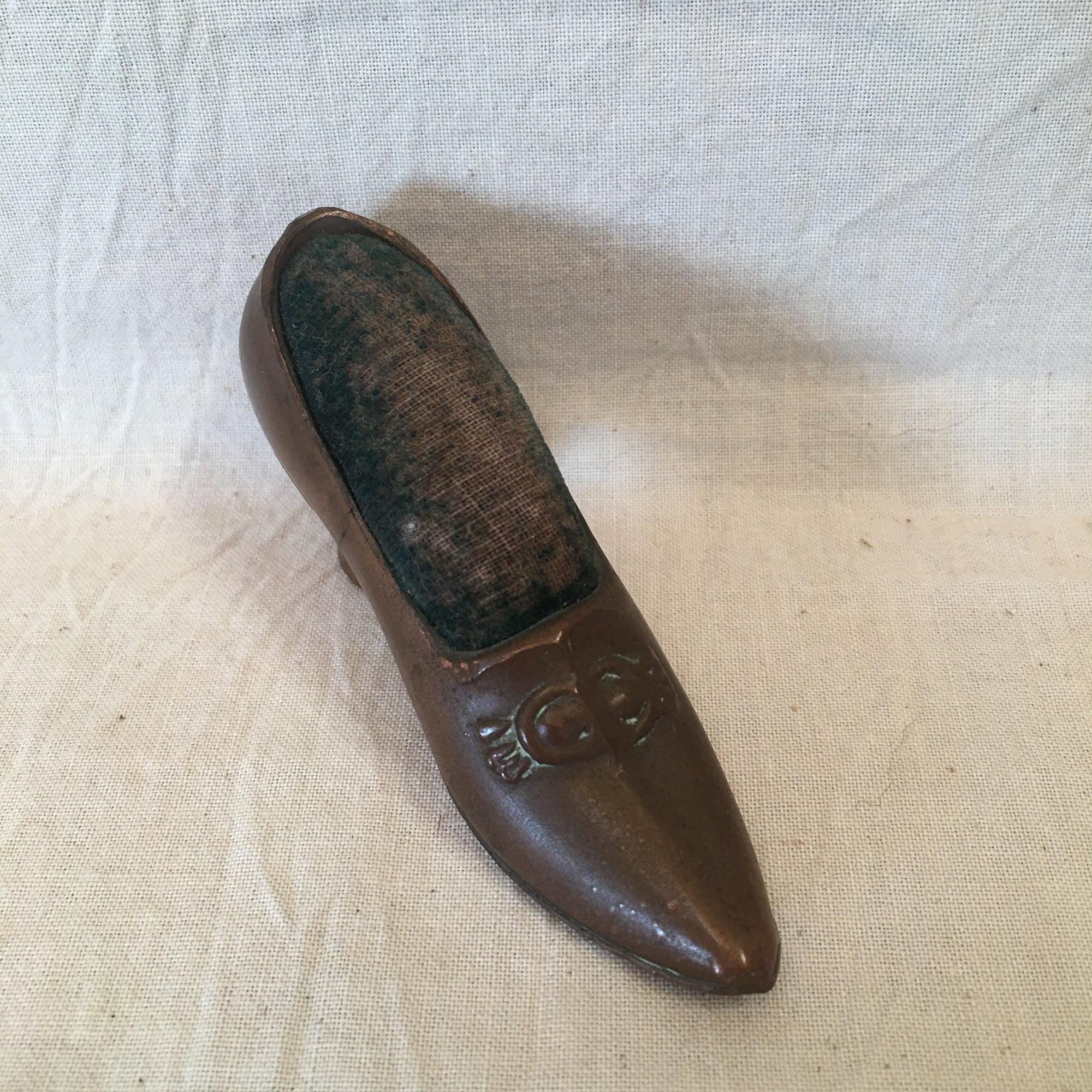 Antique Metal Shoe Pincushion