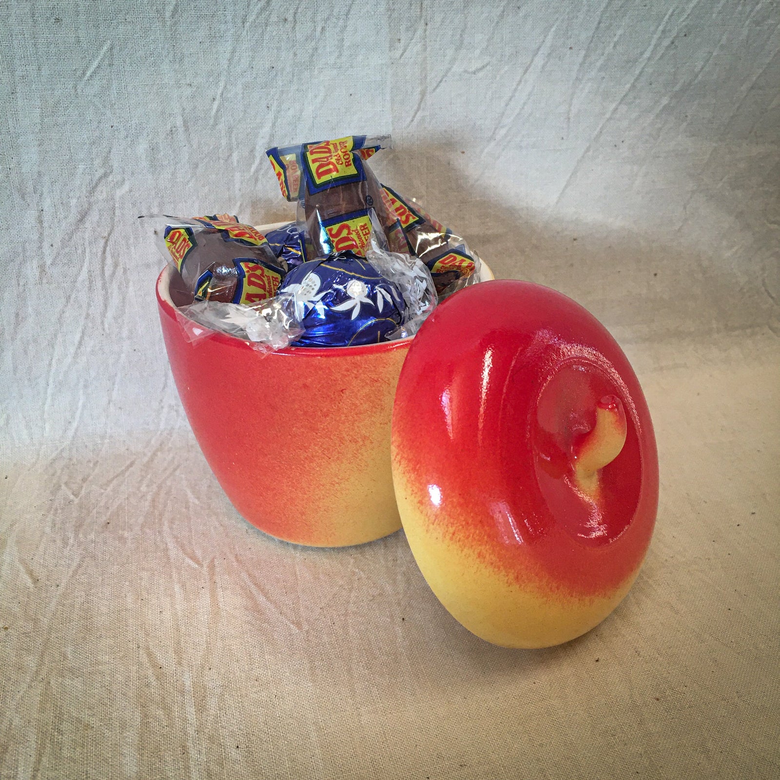 Mid Century Hazel Atlas Milk Glass Apple Jar