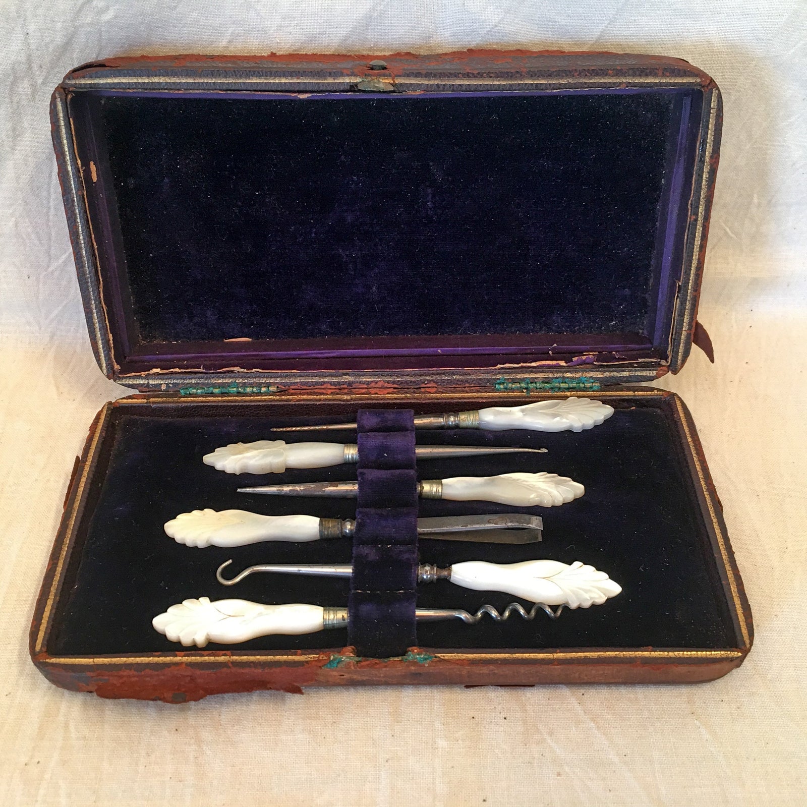 Victorian Era Mother of Pearl Etui Kit, Joseph Rodgers & Sons