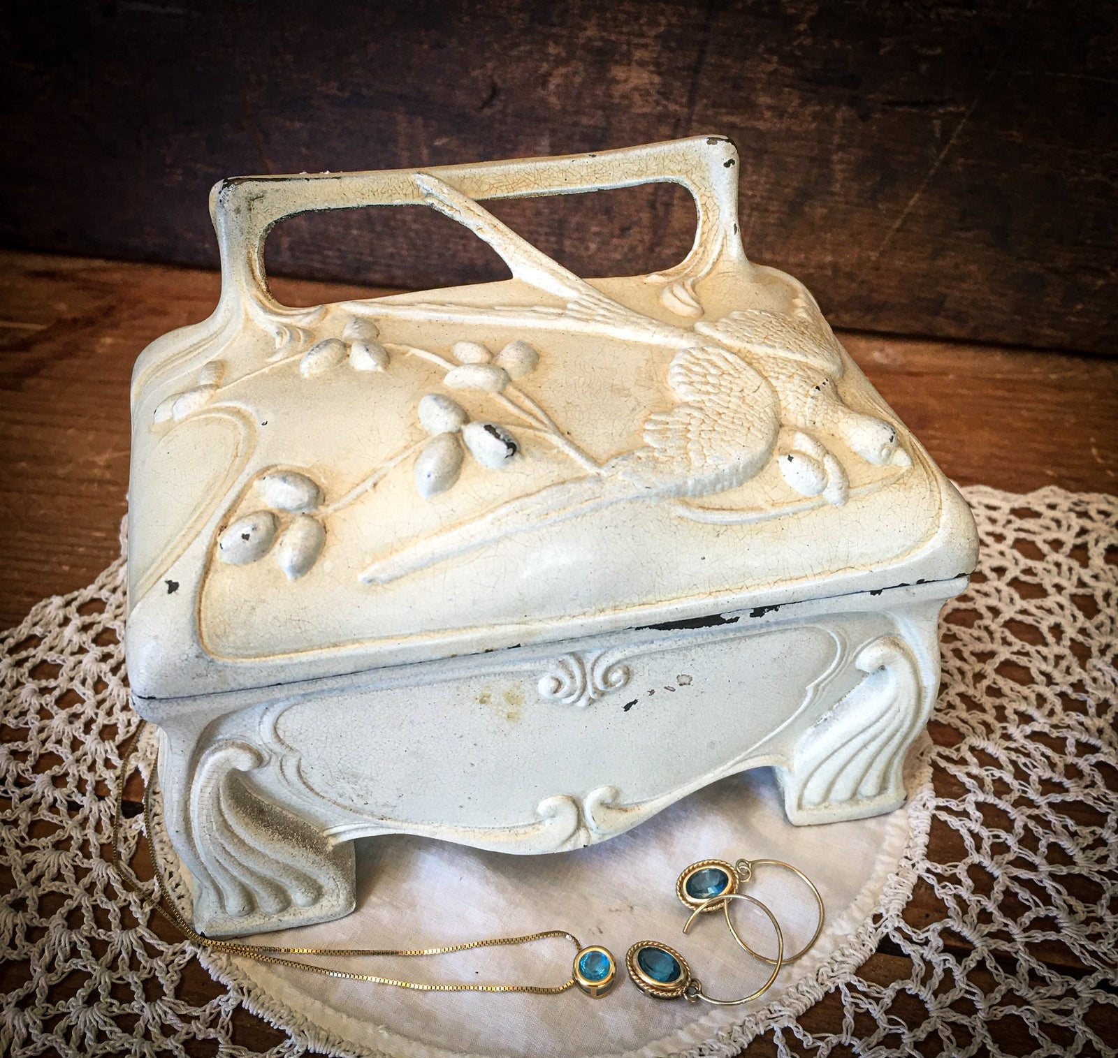 1910’s – 1920’s Art Nouveau Cast Iron Jewelry Casket