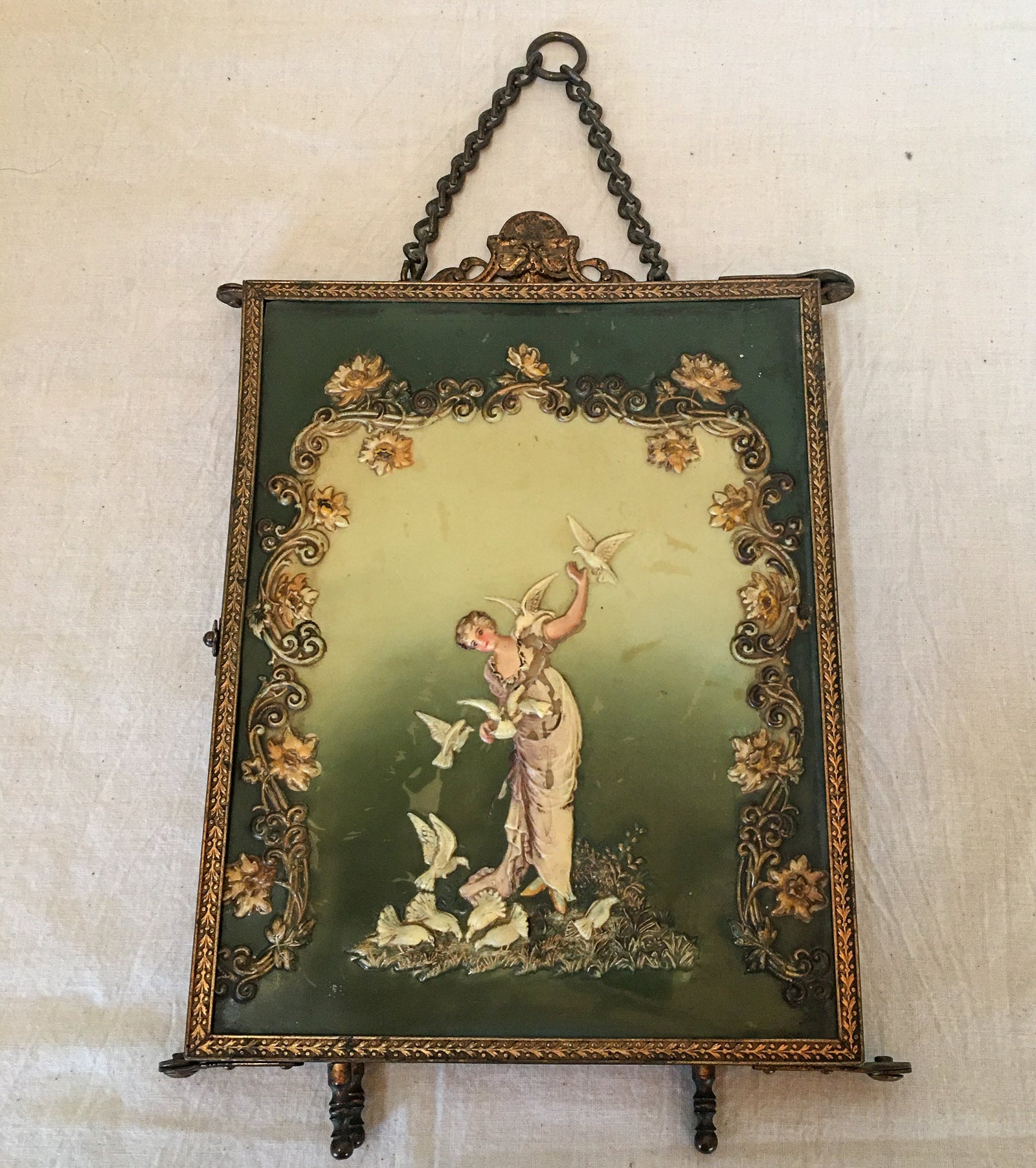 1910’s Tri Fold Celluloid and Brass Picture Frame/Mirror Frame