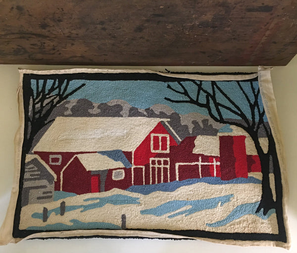 Vintage Hooked Rug, Winter Scene, Never Used, Super Clean, Needs Finis ...