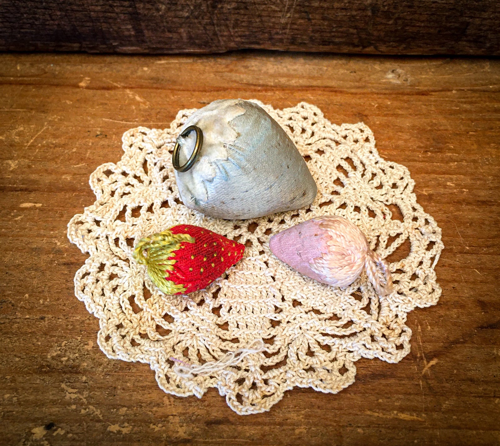 Set of 3 Antique Strawberry Emeries