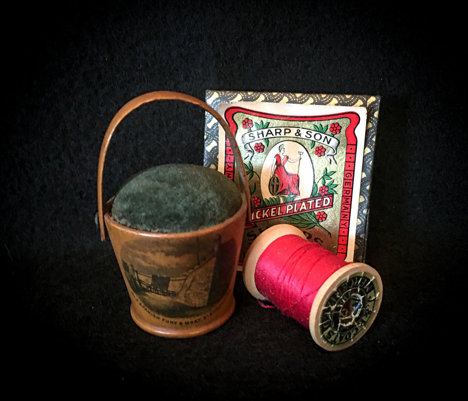 1880’s – 1910’s Mauchline Ware Tiny Bucket Pincushion