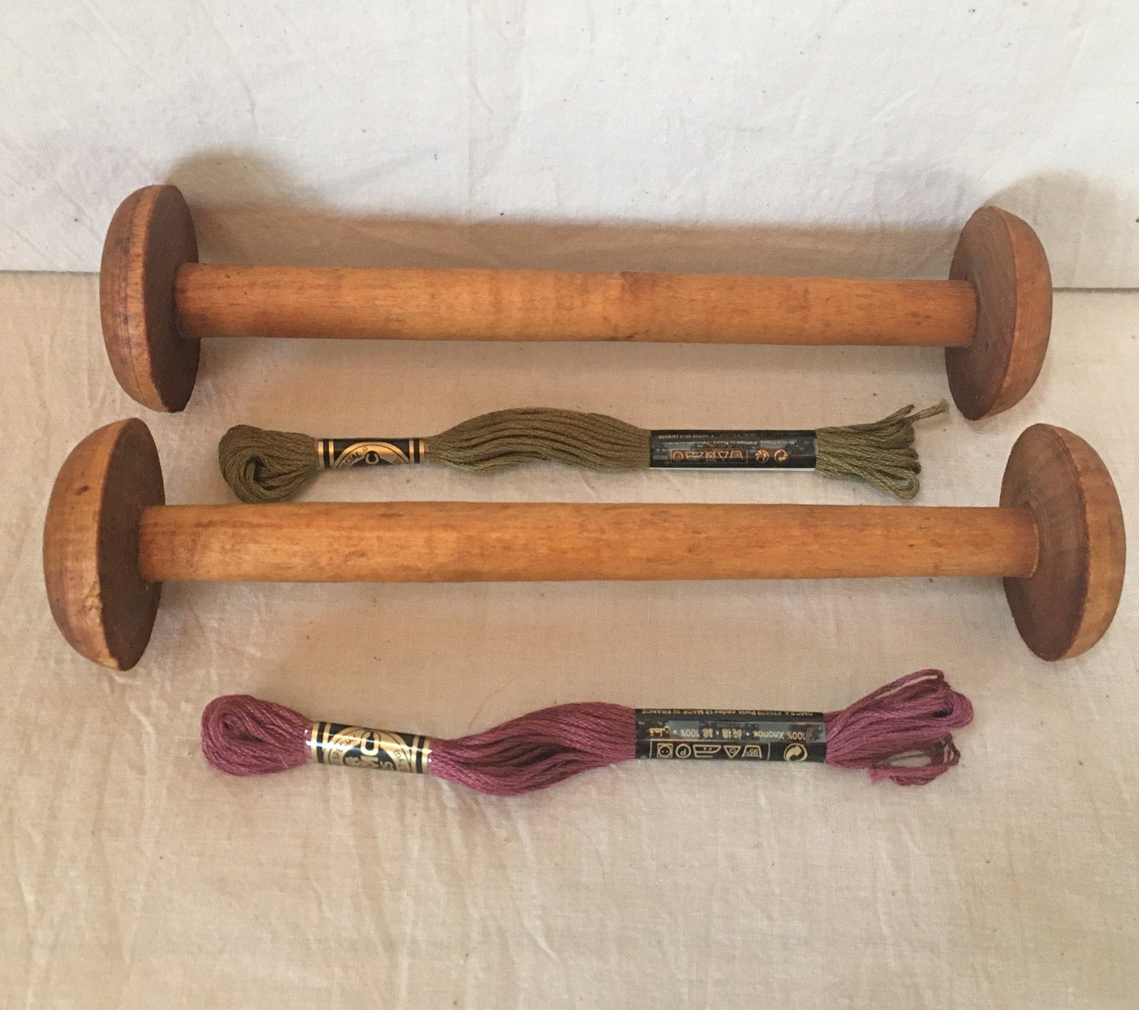 Set of 2 Wooden Spools, 8” Long