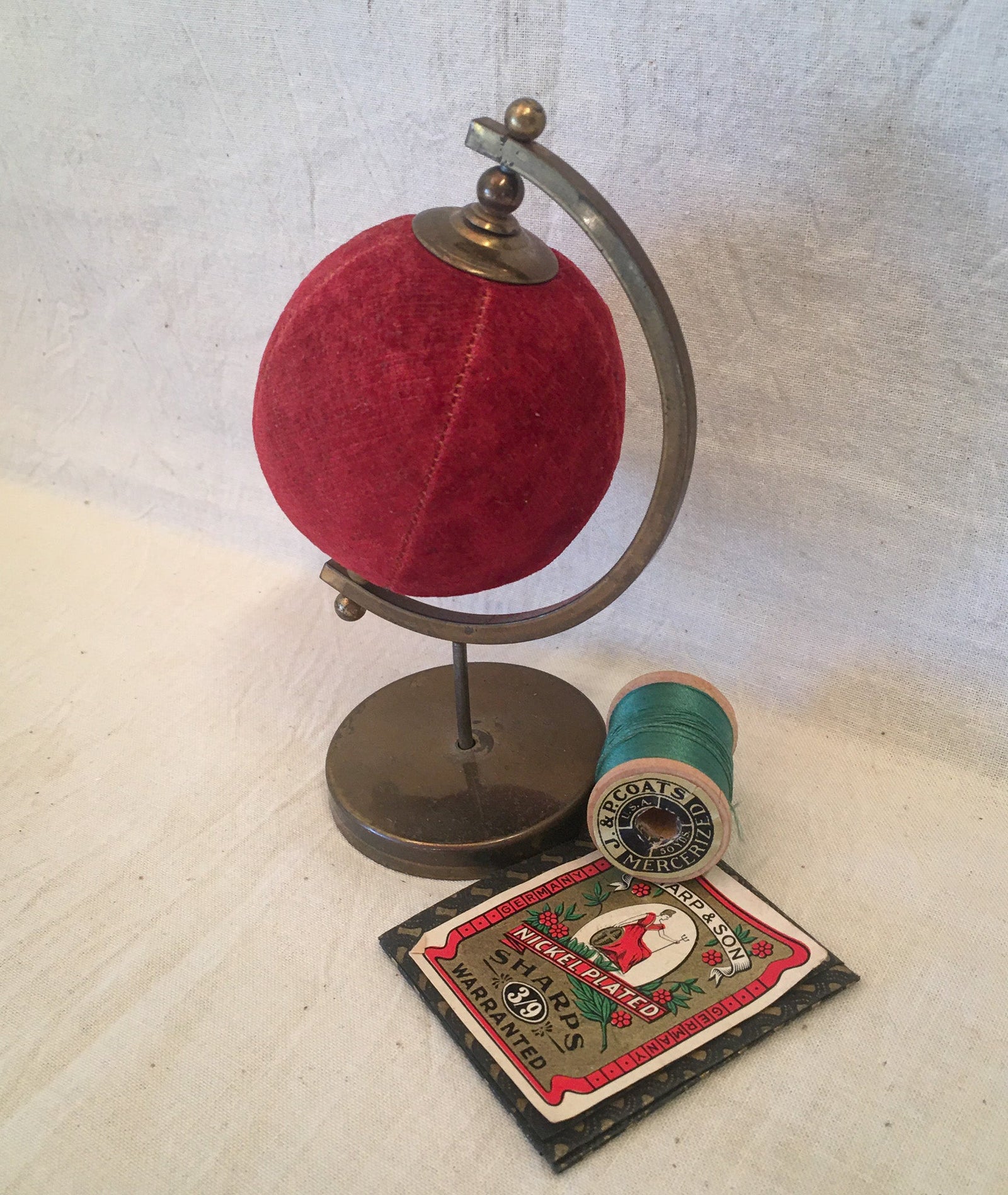 Mid-Century Globe Shaped Pin Cushion
