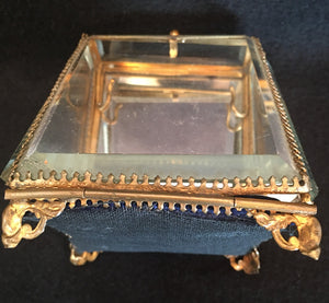 1920s - 1930s Brass and Glass Jewelry Casket