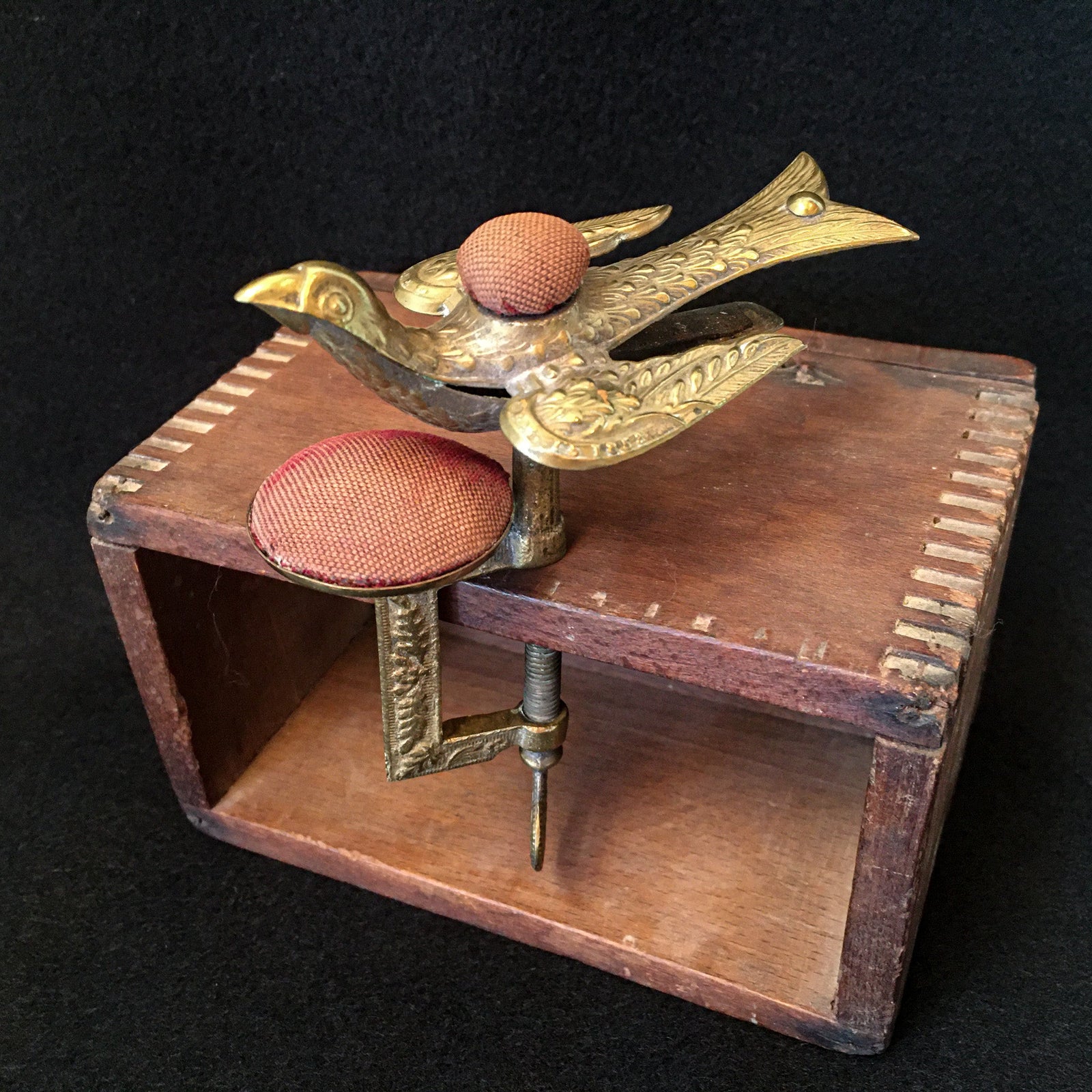 Victorian Gilt Sewing Bird, Patented Feb 15, 1853