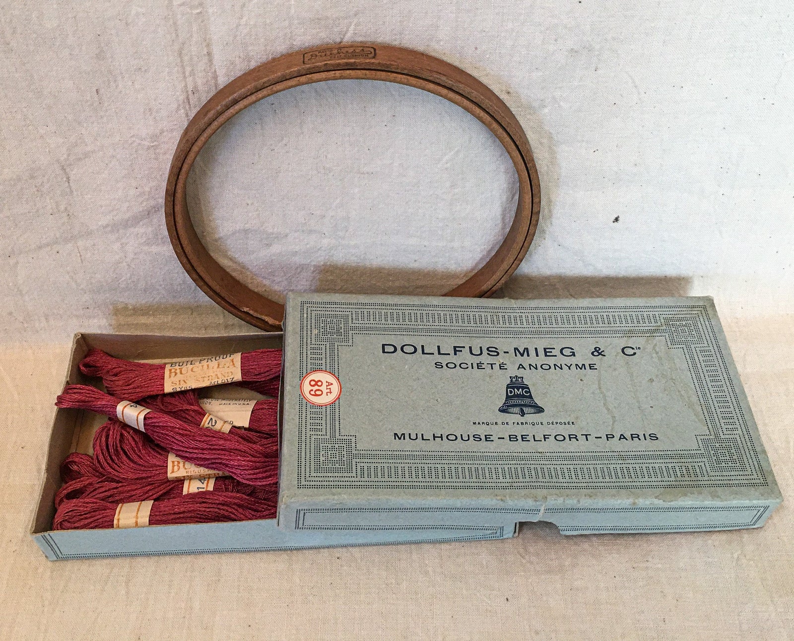 Early 1900’s Duchess 5” Embroidery Hoop with Vintage Floss