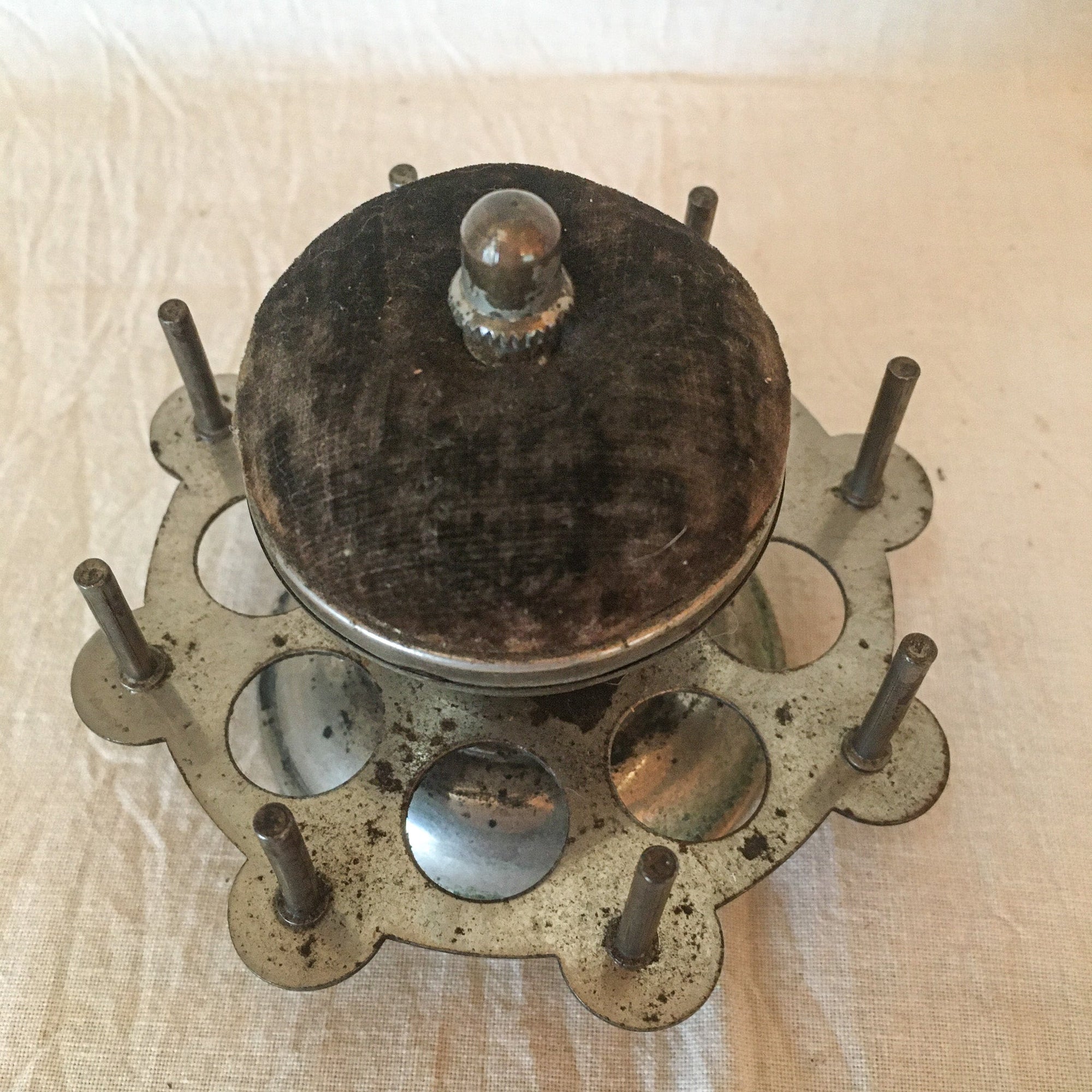 Victorian Era Spool Holder with Pin Cushion, The Louise Economy