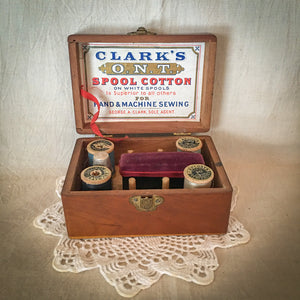 1880’s – 1890’s Mauchlineware Clark’s ONT Spool Cotton Box