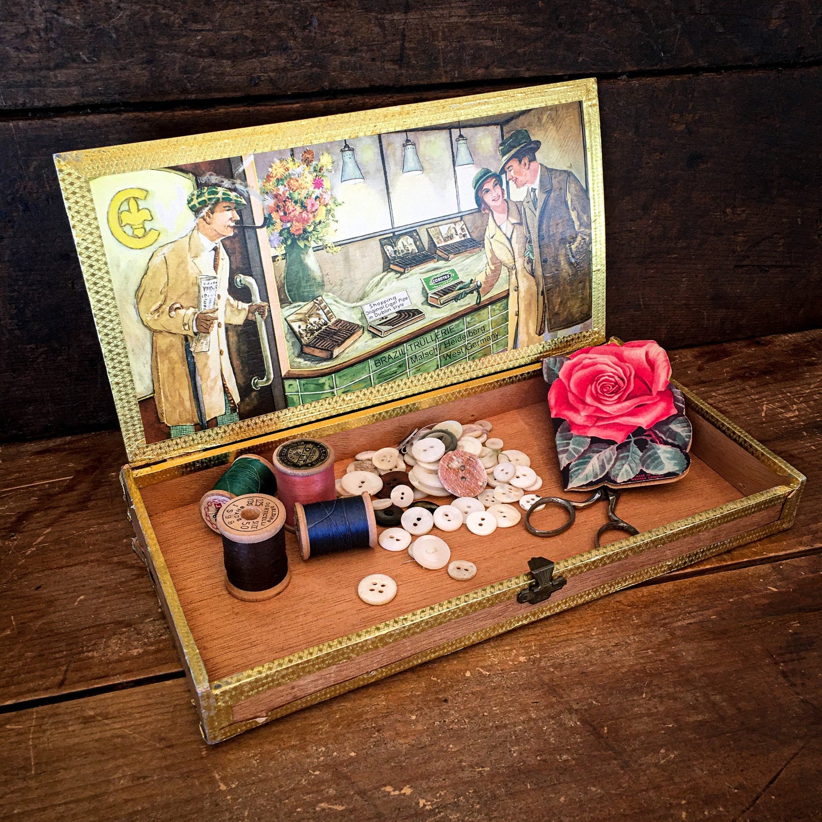 1950’s Lithographed Wooden Cigar Box