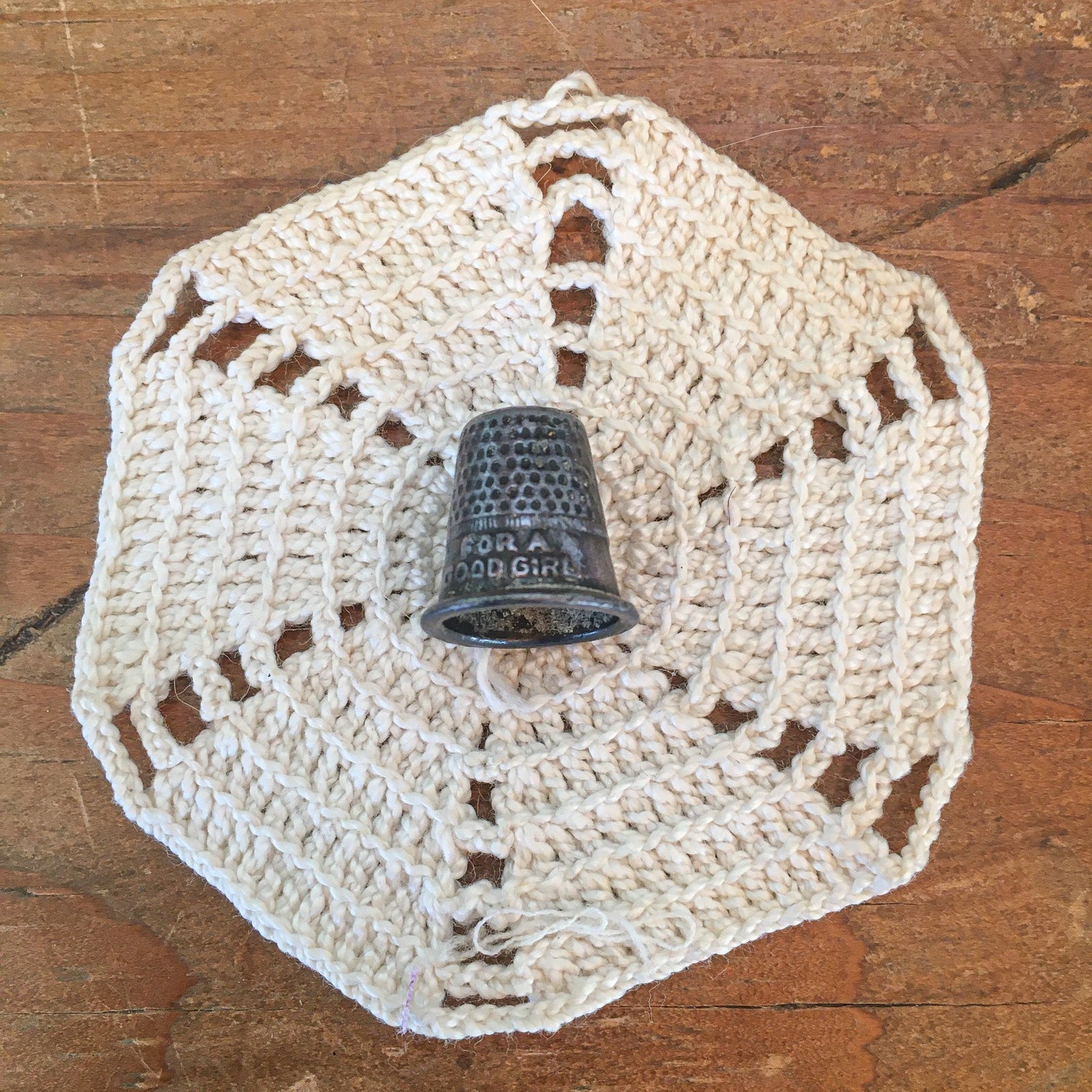 1930’s Child’s Thimble, “For A Good Girl”