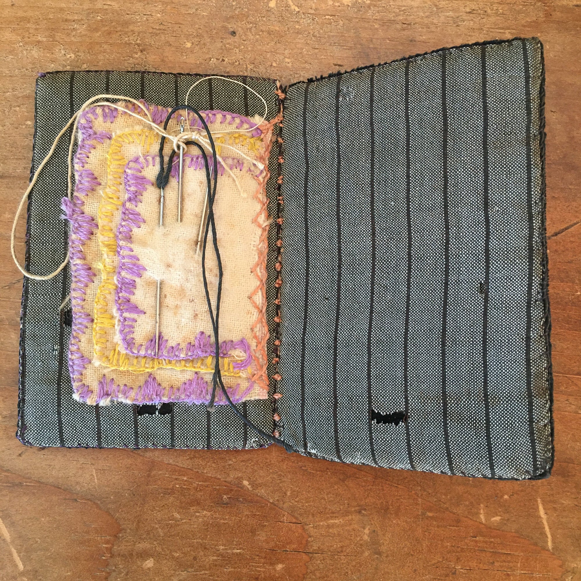 Early Handmade Needle Case, Cotton and Velvet