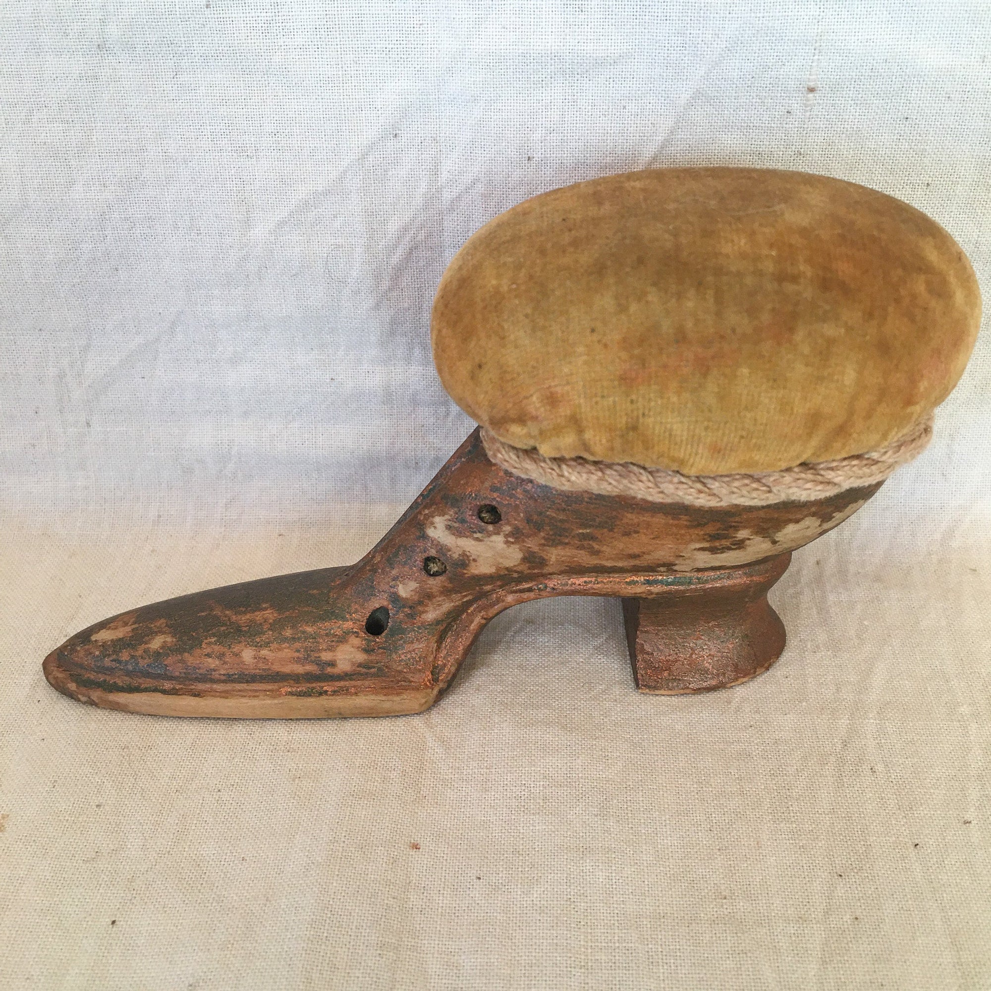Early 1900’s Wooden Shoe Pin Cushion
