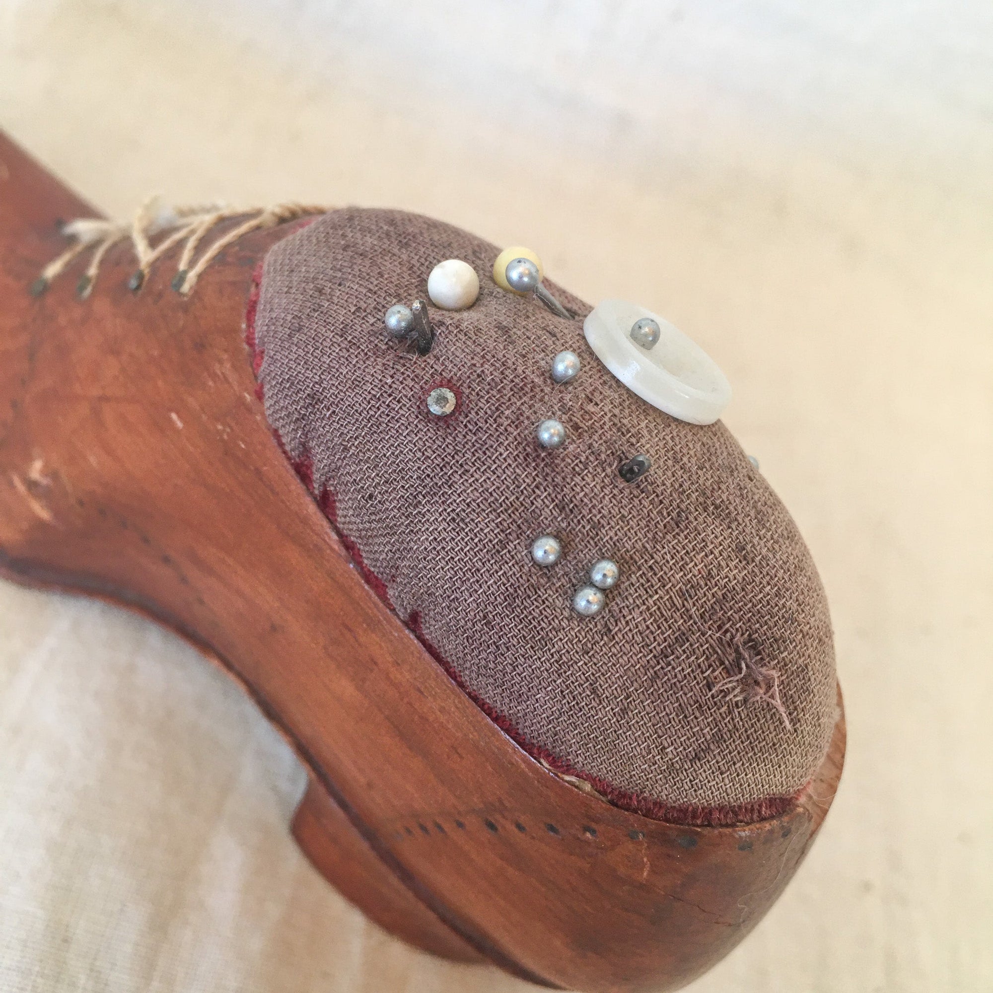 19th Century Men’s Wooden Shoe Pin Cushion