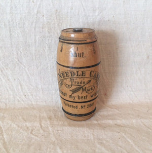 Late 1800’s Wooden Barrel Shaped Needle Case, With Needles!