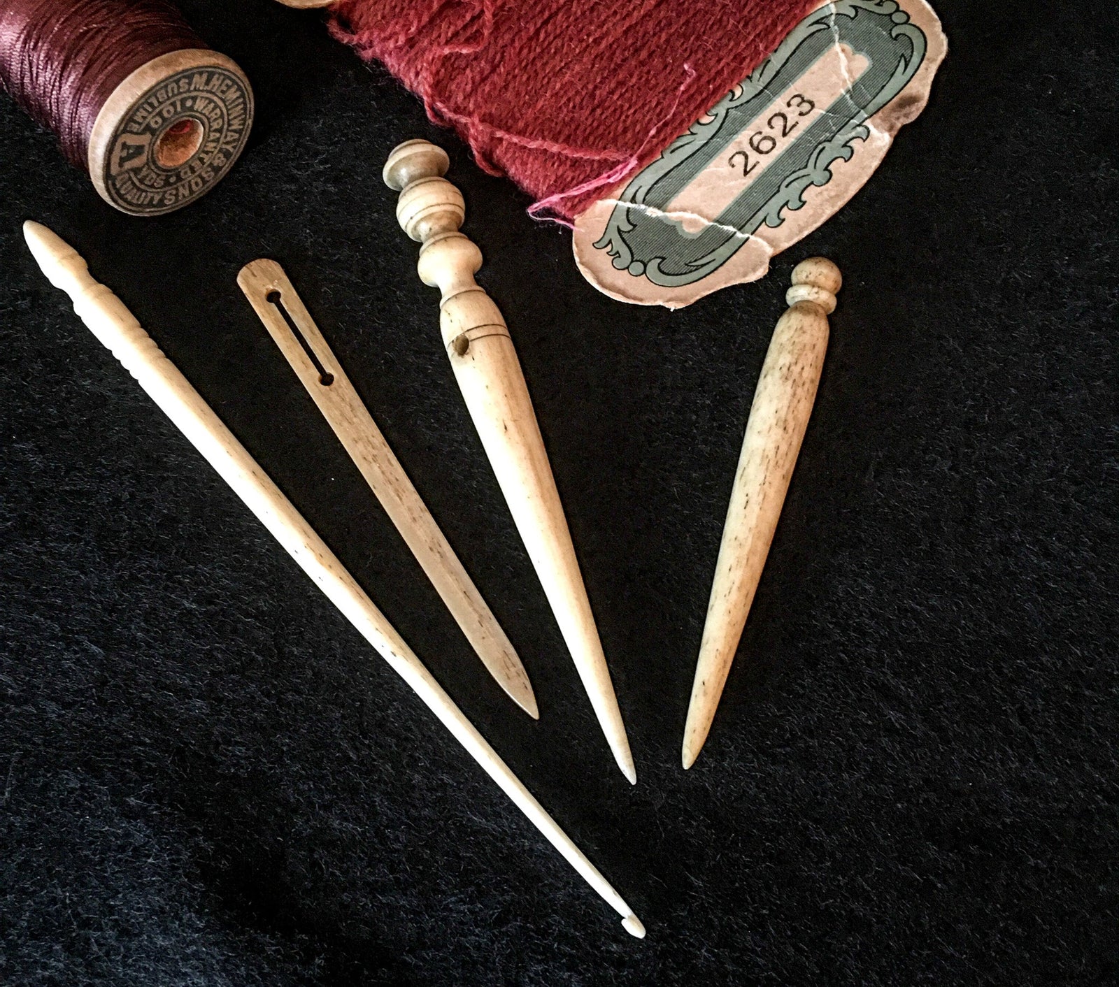 Set of 4 Bone Sewing/Crochet Tools