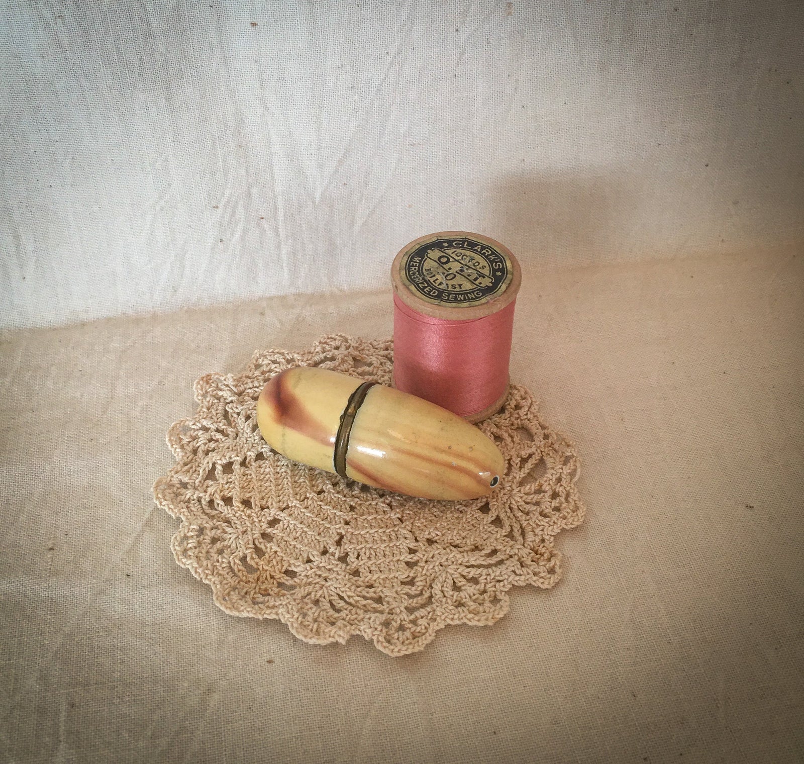 Enameled Brass Sewing Kit, Made in Germany