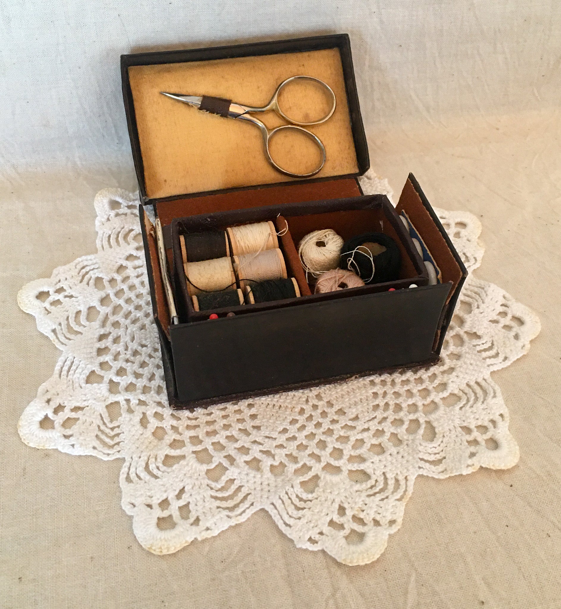 1920’s – 1930’s Sewing Kit in Folding Box with Contents, Made in Germany