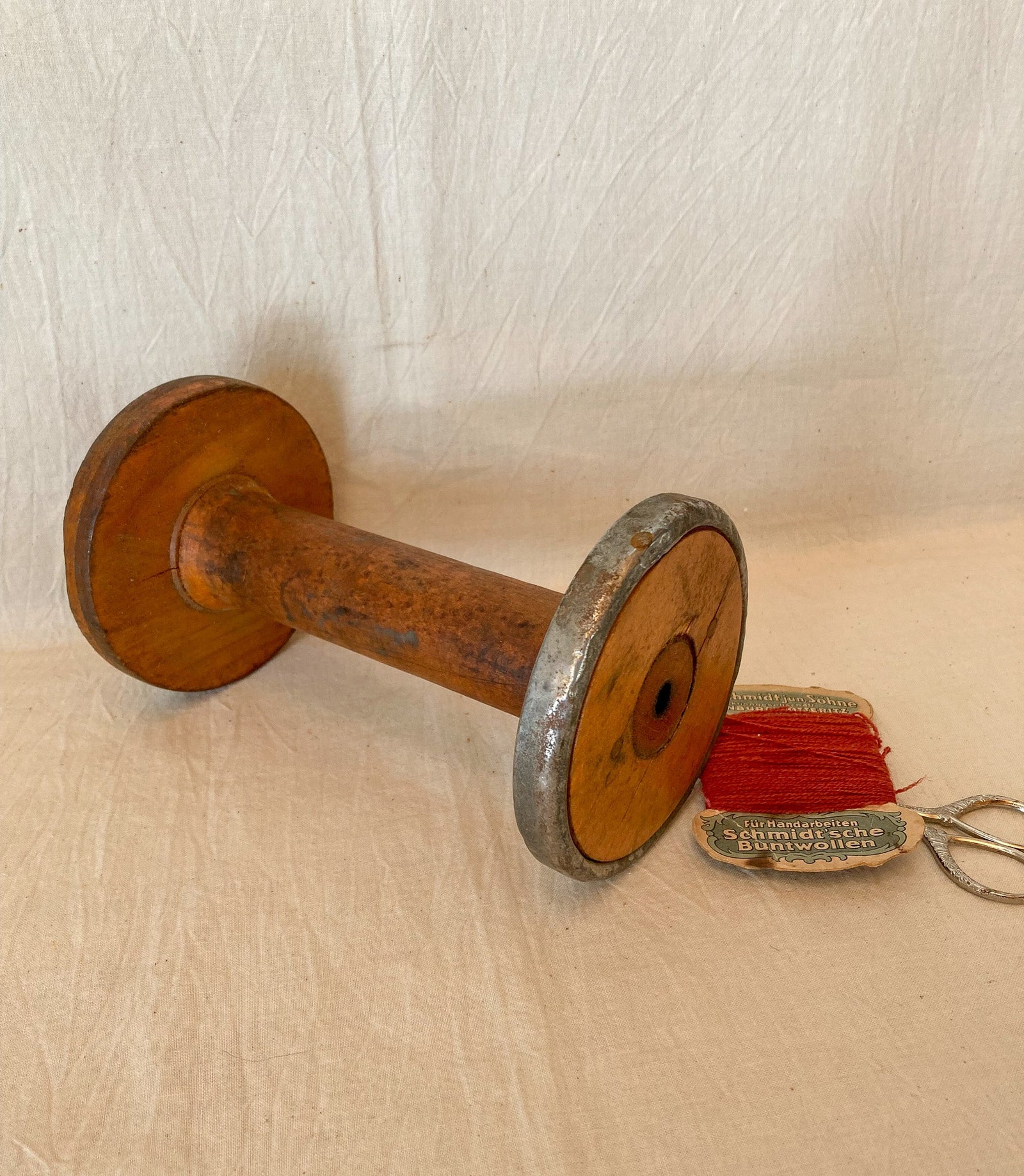 Antique Wooden Spool, 7 ½” tall