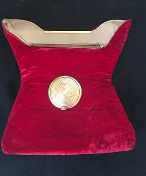 Fabulous 1950’S Red Velvet Clutch with Matching Compact
