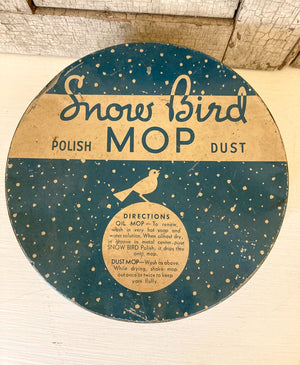 Mid Century Snow Bird Mop Polish Tin with Buttons