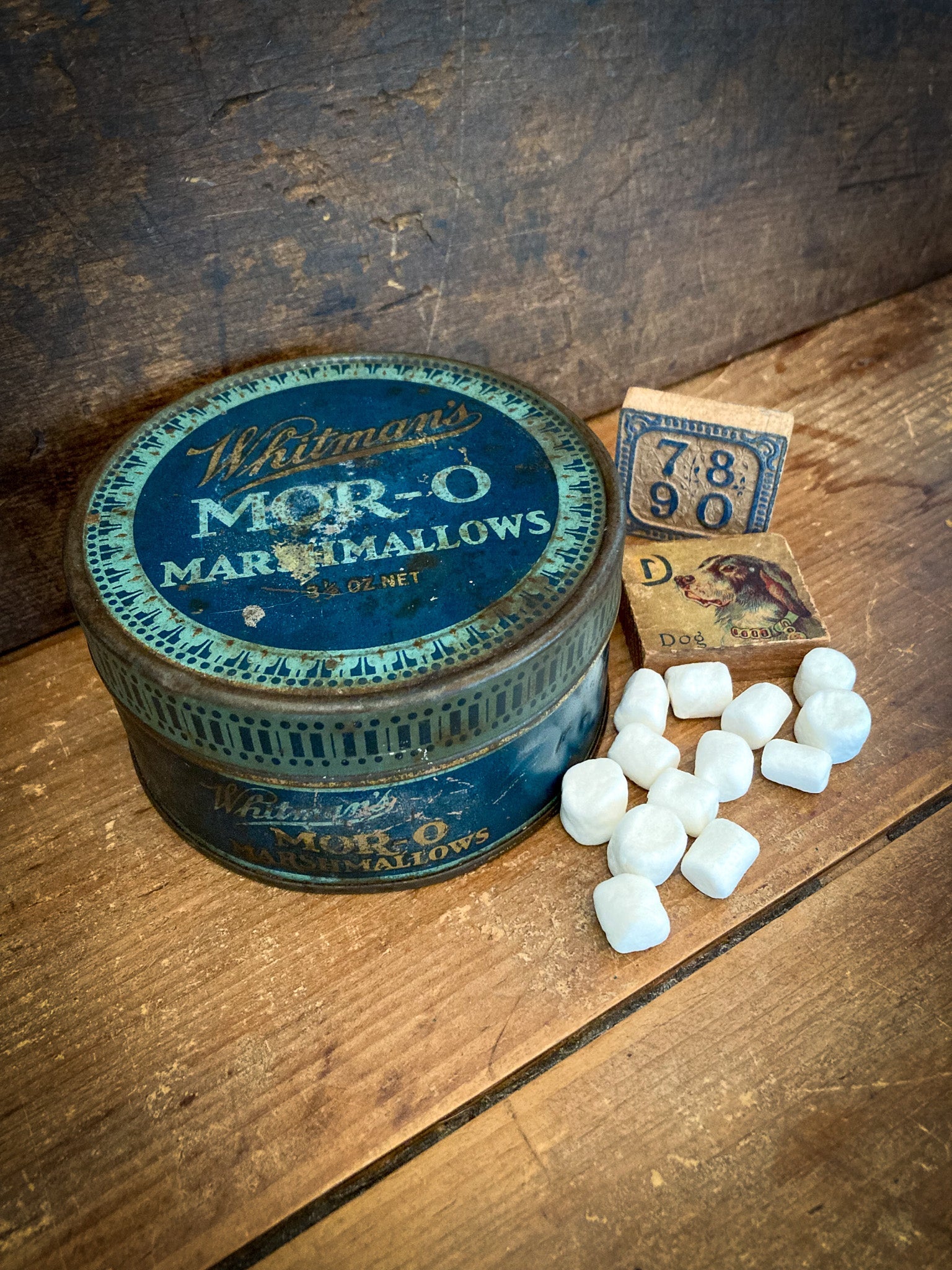 1930's Whitman's Mor-O Marshmallows Tin - Day Trip Treasures
