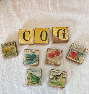 Set of 17 Antique Children’s Alphabet Blocks, Most with Colorful Lithographs!
