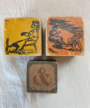 Set of 17 Antique Children’s Alphabet Blocks, Most with Colorful Lithographs!