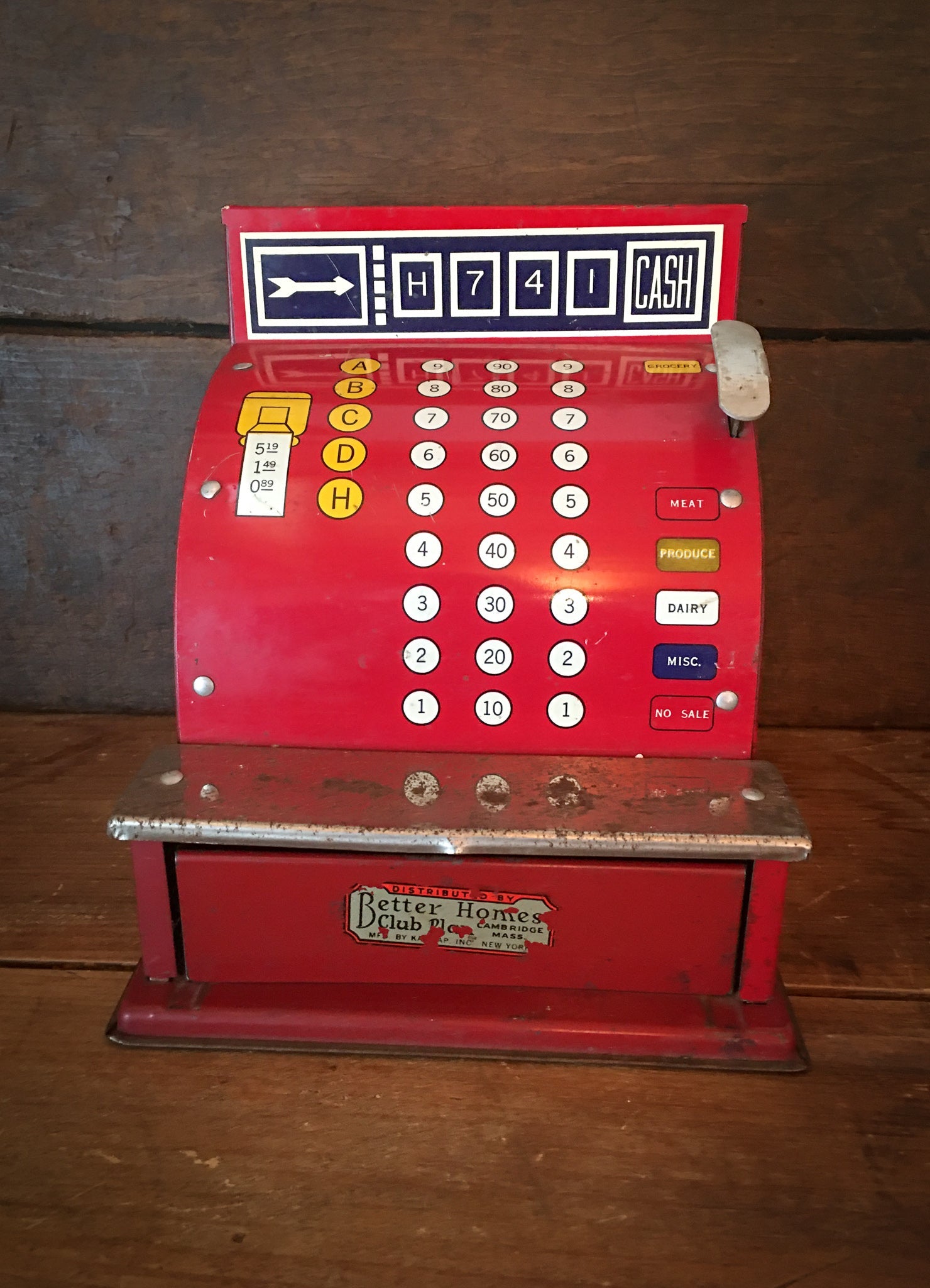 LeHay's Vintage, 1950’s Toy Cash Register, Better Homes Club Plan