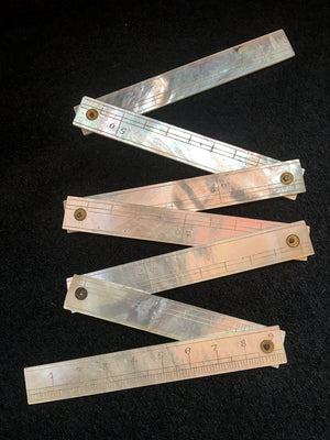 LeHay's Vintage Shop, 1800’s Mother-of-Pearl Folding Sewing Ruler 7 Sections