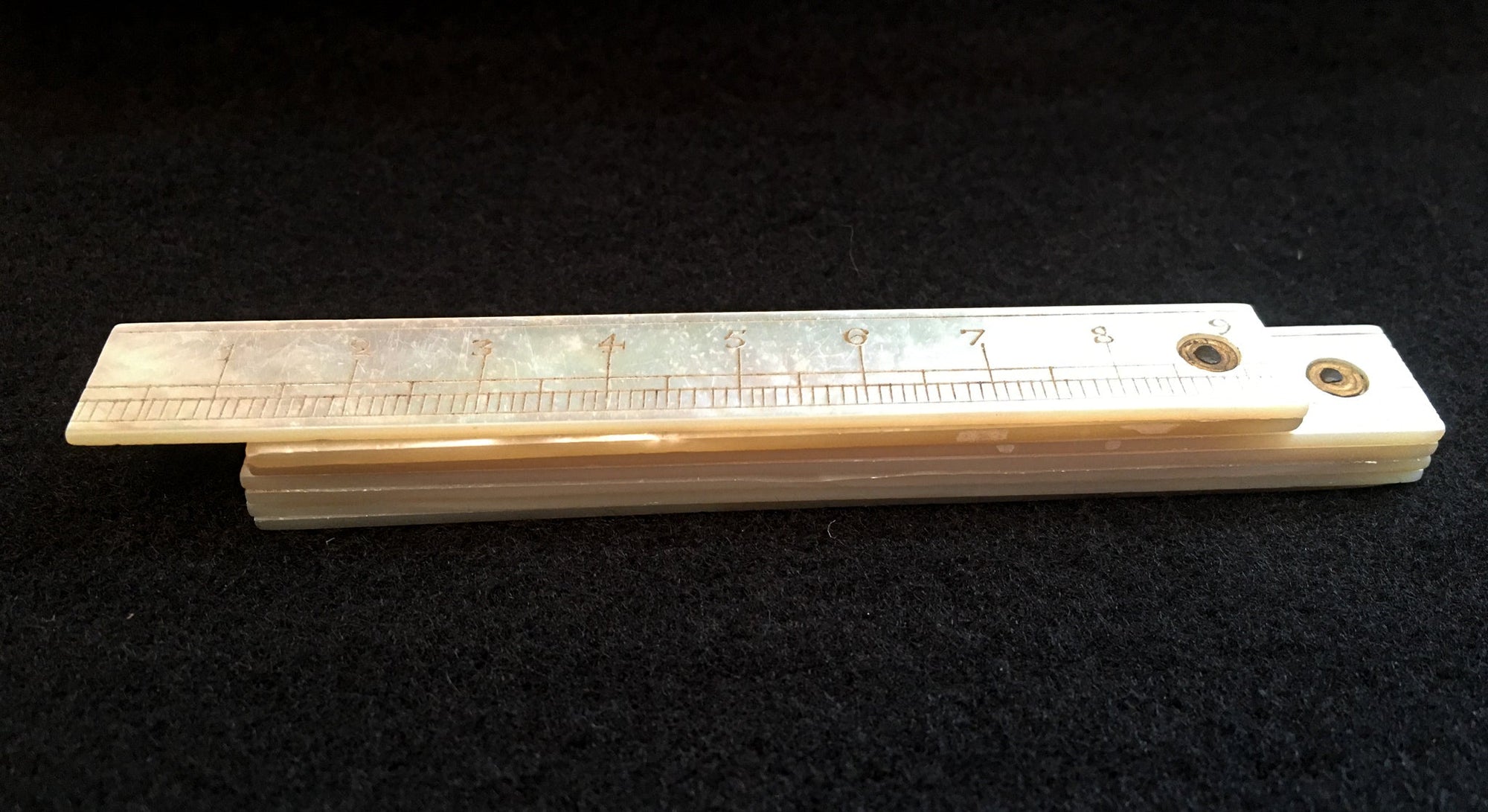 LeHay's Vintage Shop, 1800’s Mother-of-Pearl Folding Sewing Ruler 7 Sections