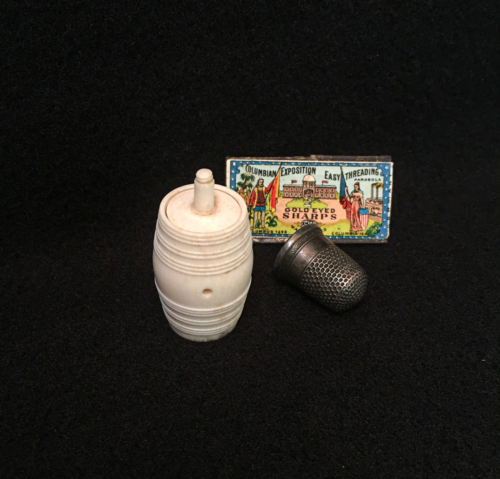 Antique Carved Bone Thread Holder