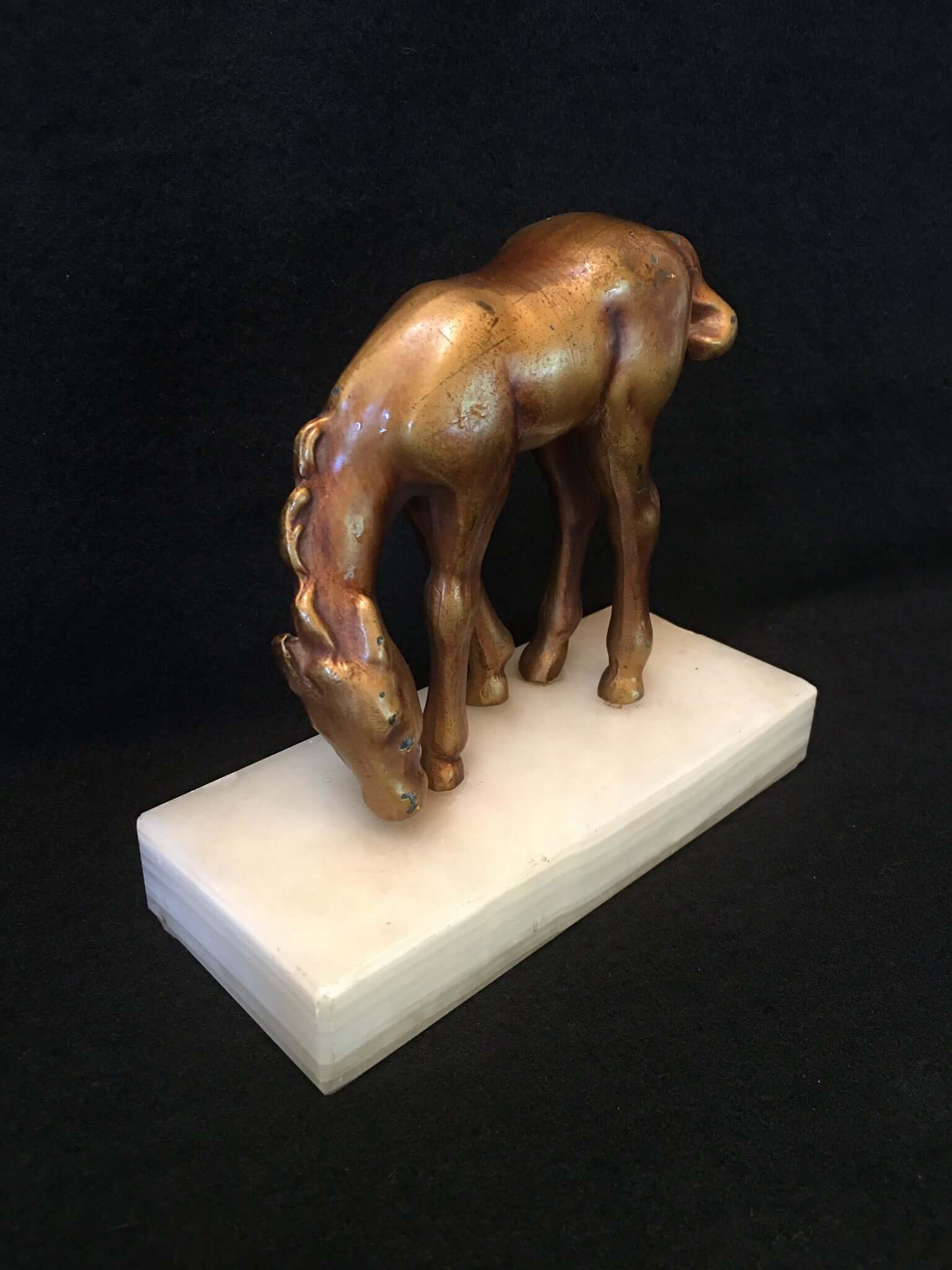 Art Deco Paperweight/Bookend, Horse on Marble Base