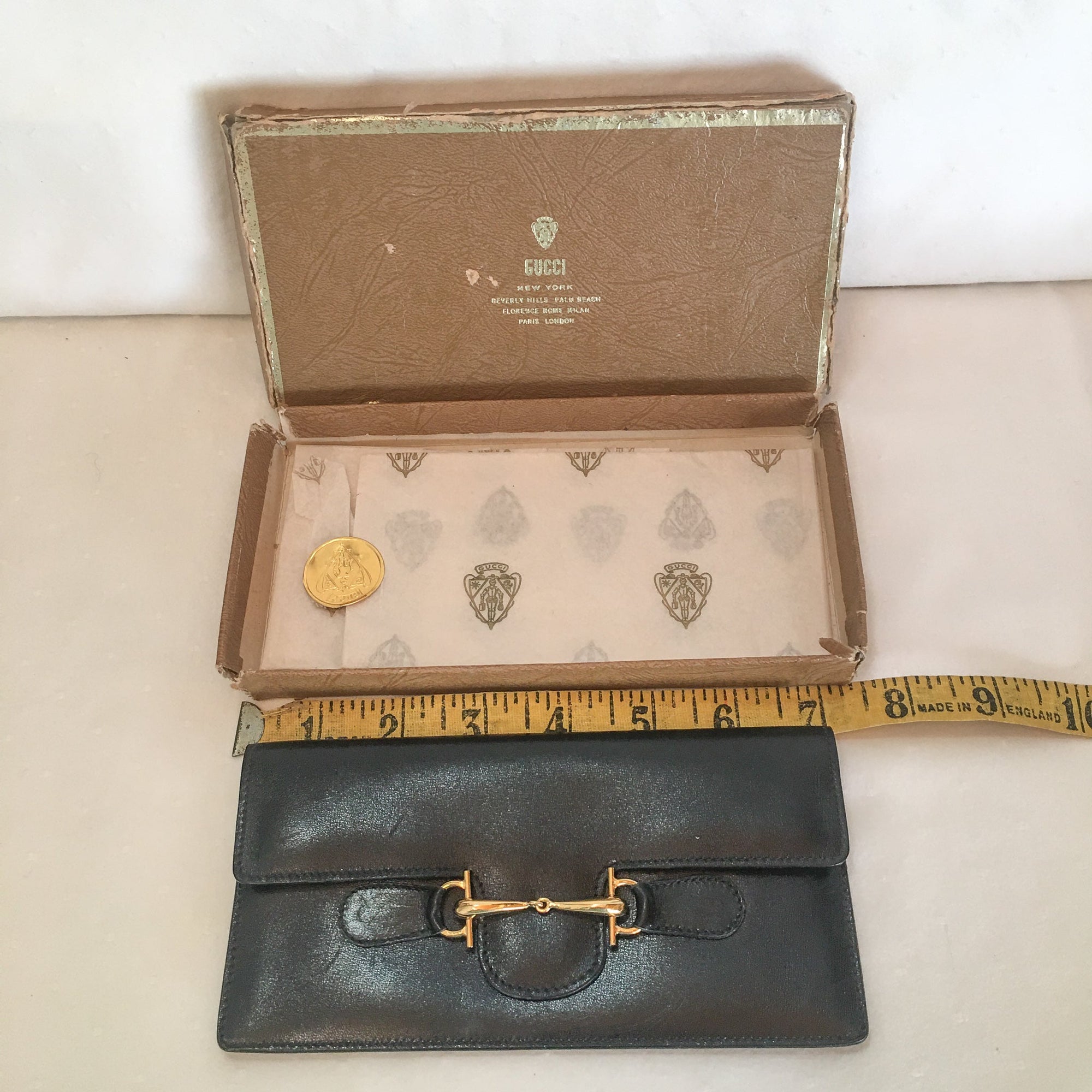 Vintage Black Leather Gucci Wallet / Clutch in Original Box