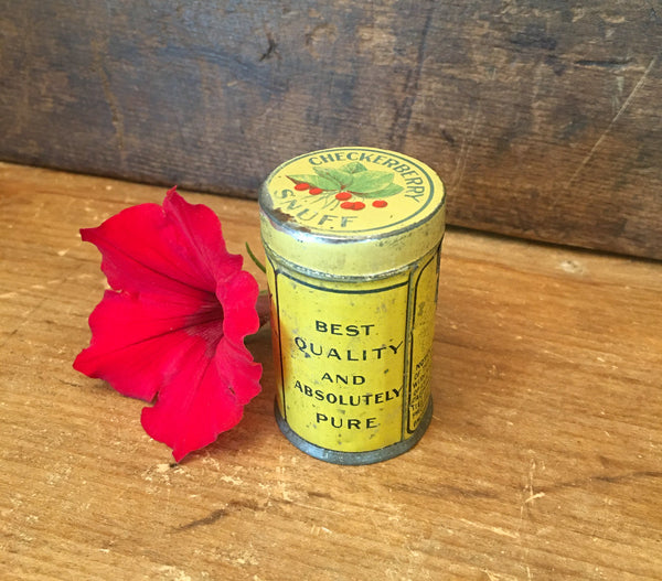 1909 Railroad Mills Checkerberry Snuff Tin - Day Trip Treasures