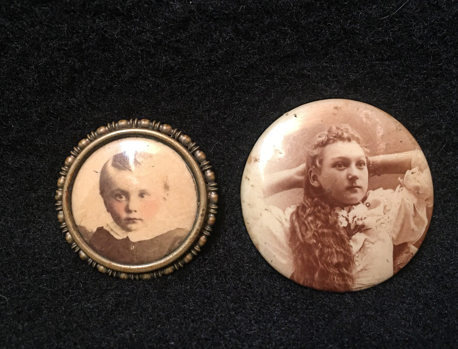 Victorian Photo Pins, Set of 2, Possible Mourning Jewelry