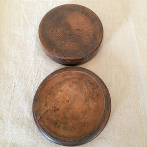 Antique Turned Wood Round Button Box