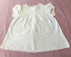 Vintage Baby Bundle, 2 Mid Century Cotton Dresses with 1 Slip, White Stockings, 1940’s 4 Oz. Bottle