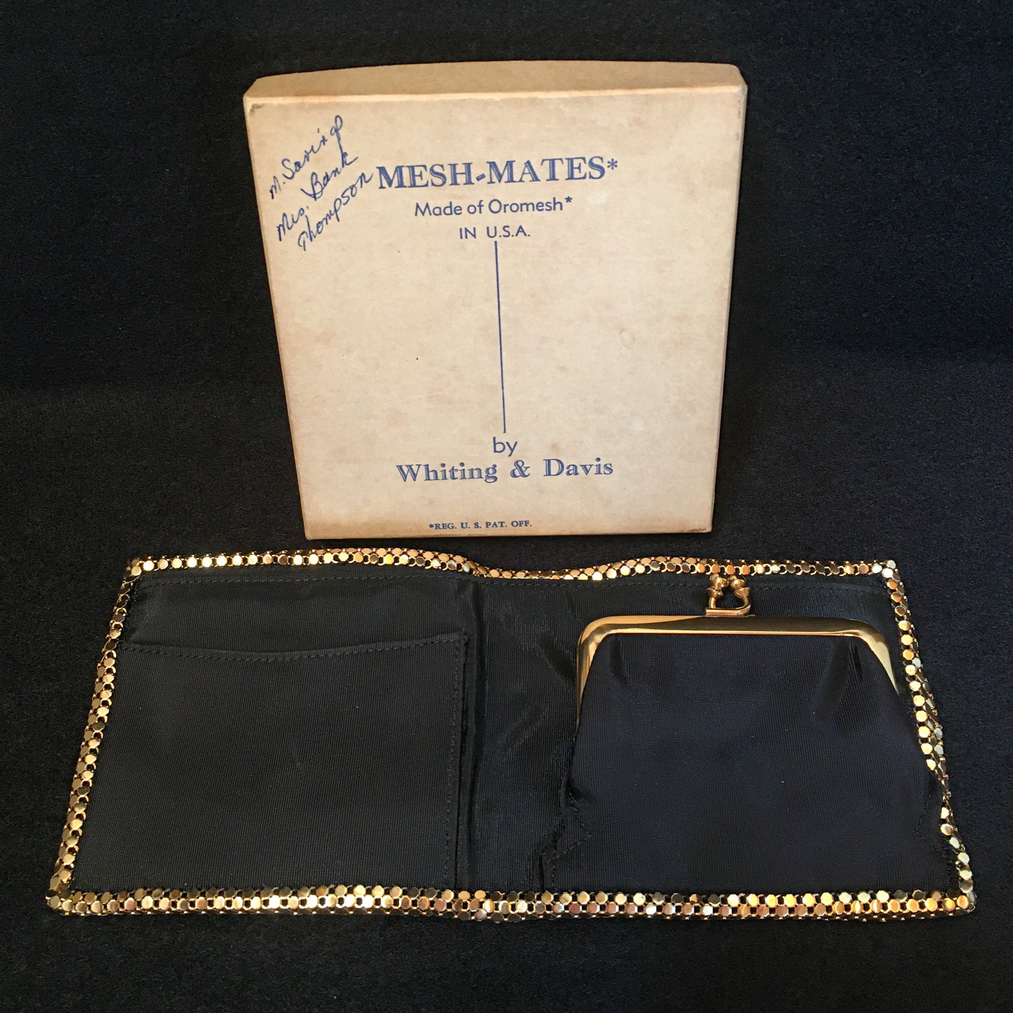 1950’s Whiting & Davis Gold Mesh Wallet in Original Box