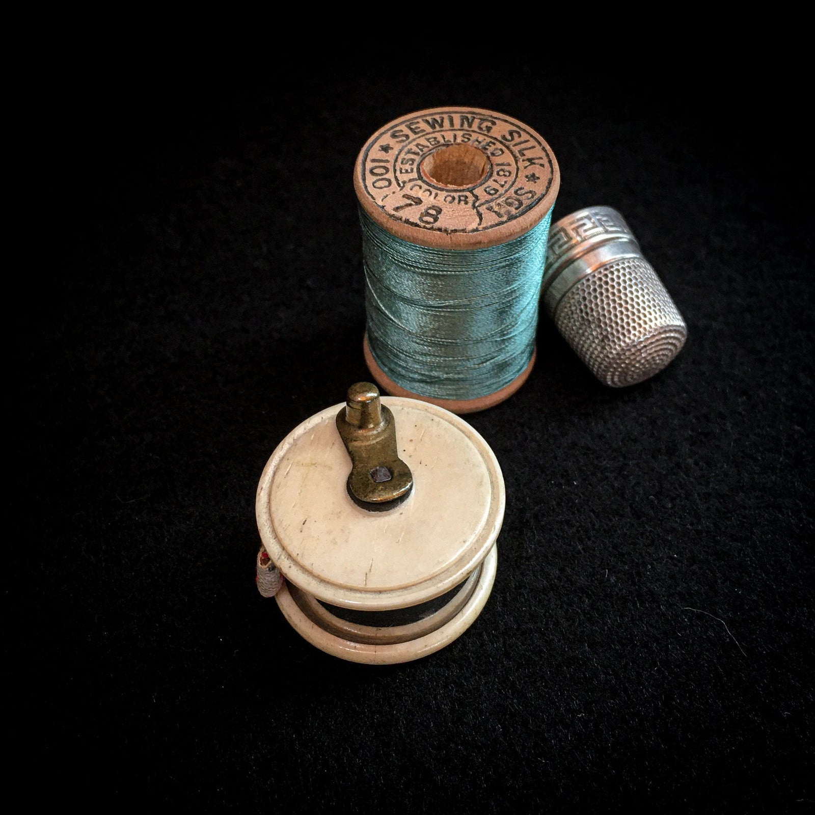 1800’s Sewing Tape Measure, Carved Bone and Brass