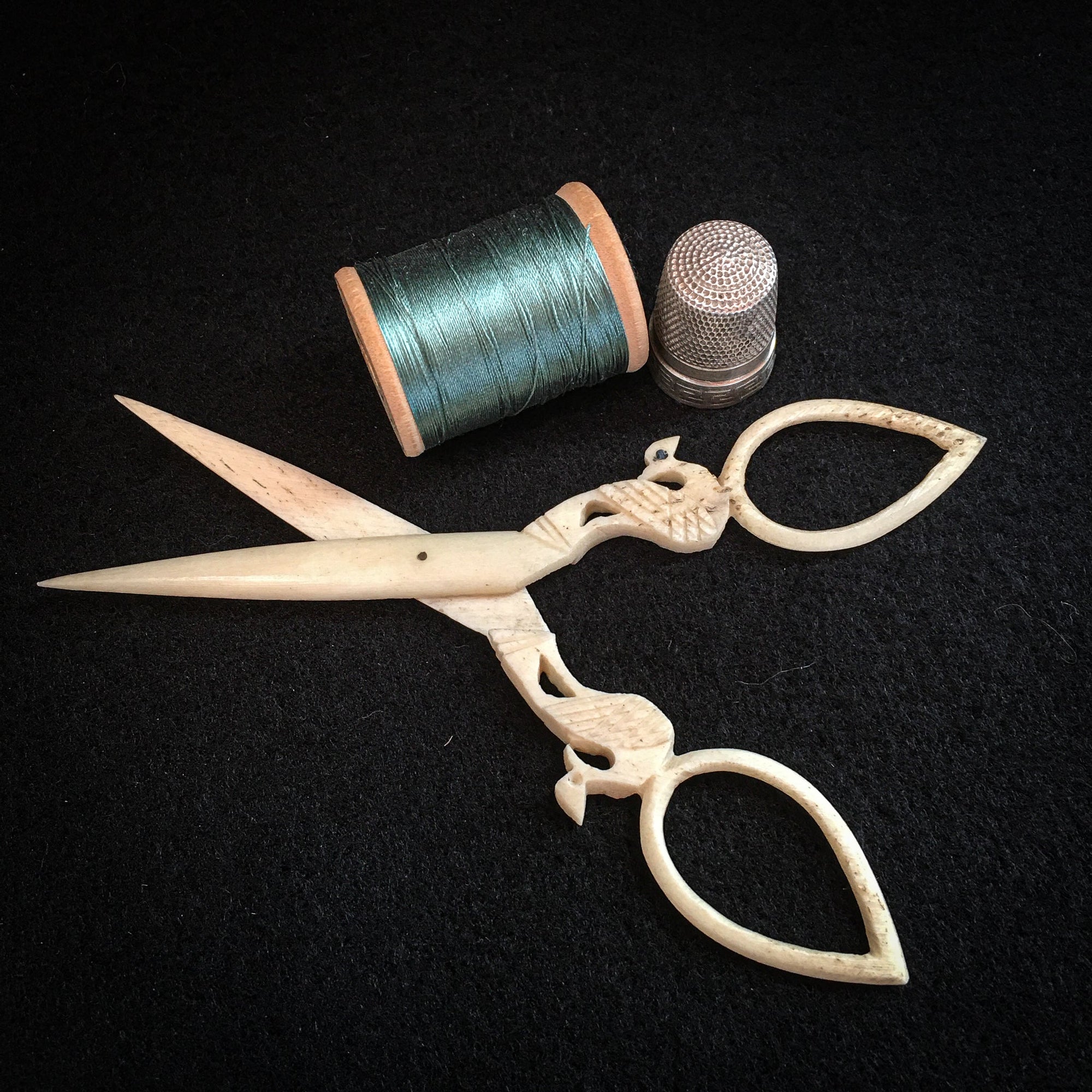 1800’s Carved Bone Sewing Scissors
