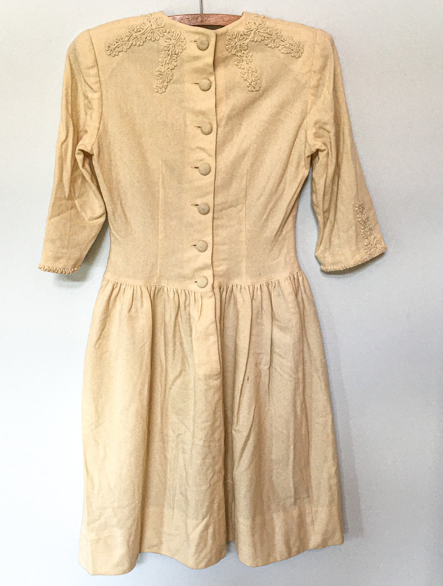 1940’s Lord & Taylor “Young New Yorkers” Dress, Silk Gloves, and Leather Dress Shoes