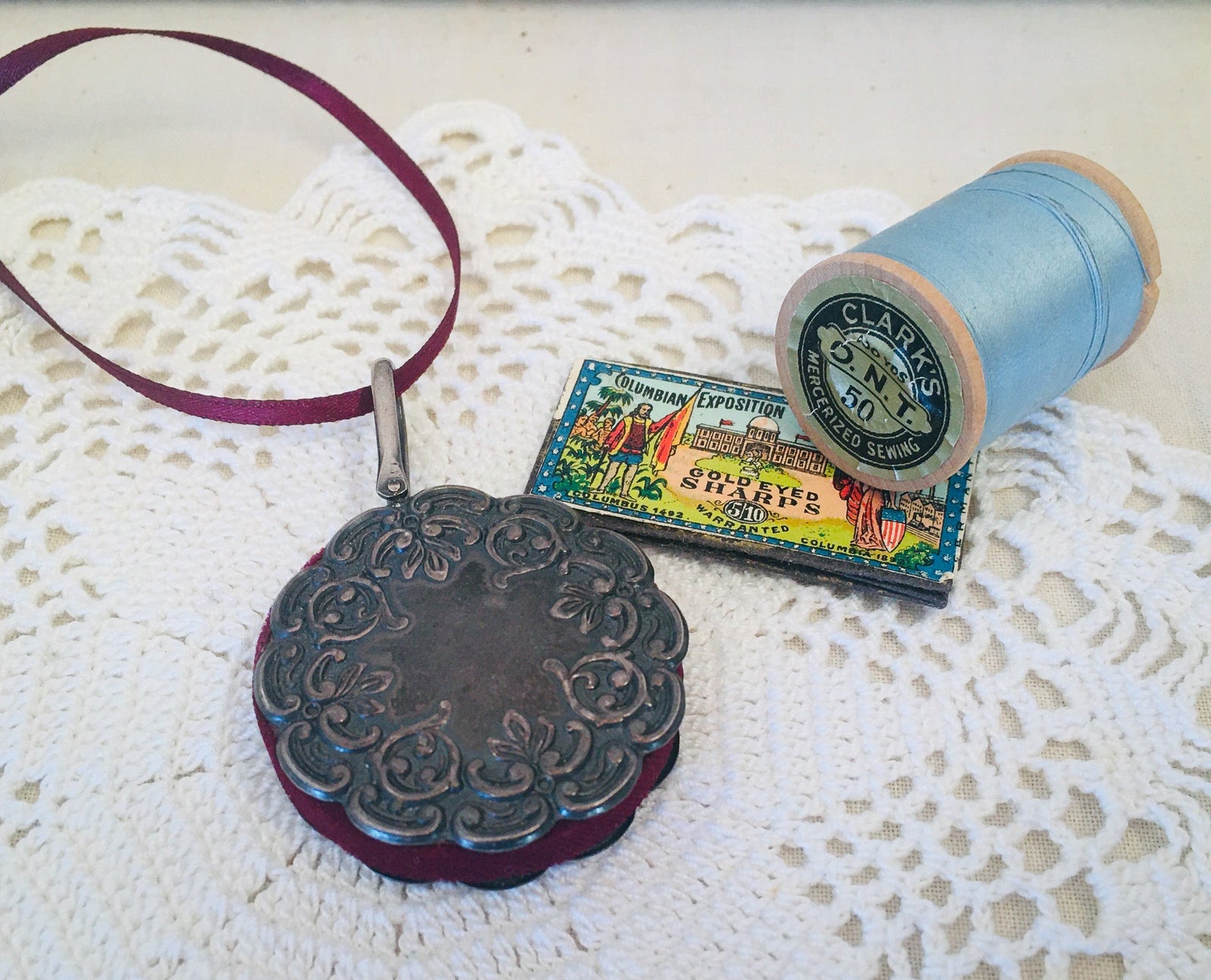 1922 Sterling Silver Chatelaine Pin Disk